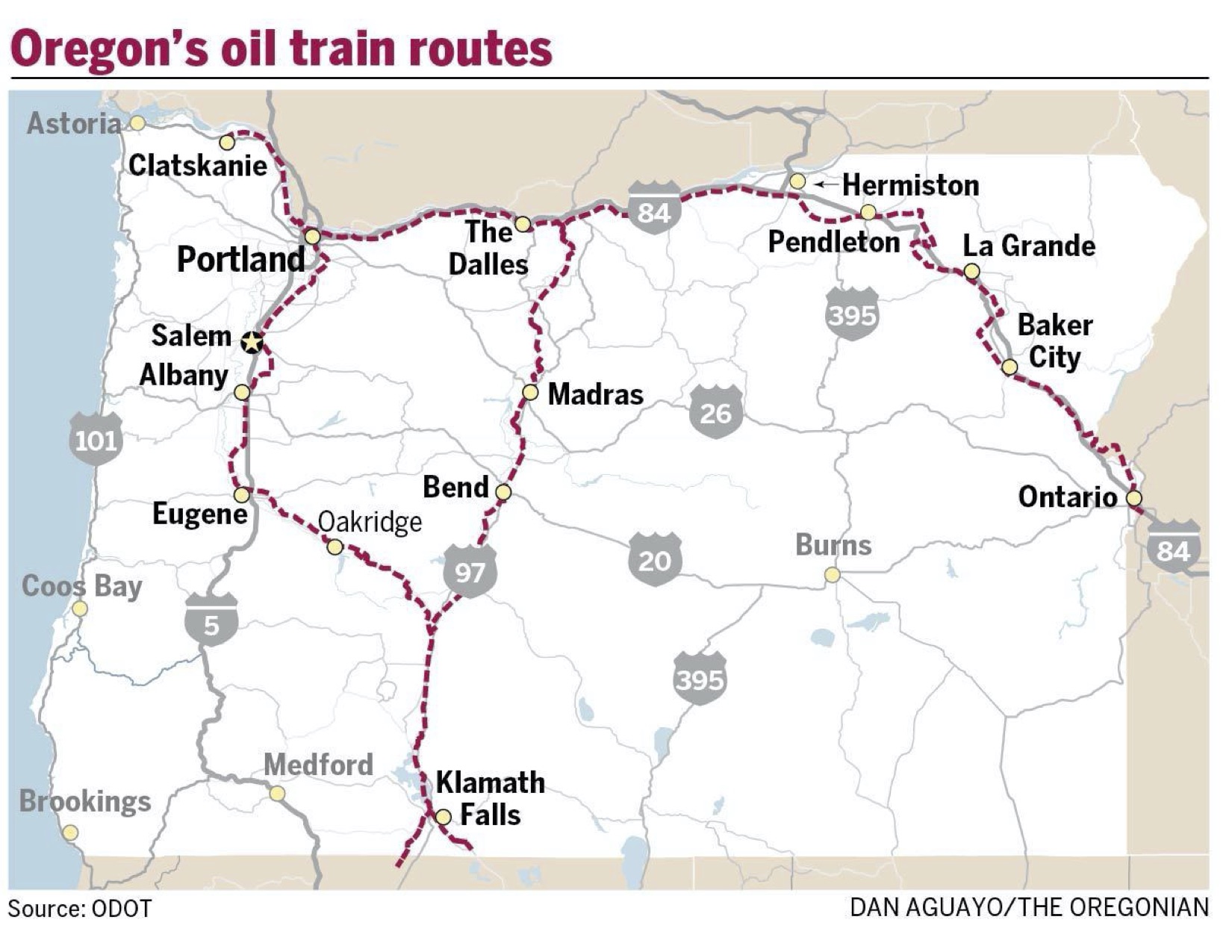 Oregon's Oil Train Routes